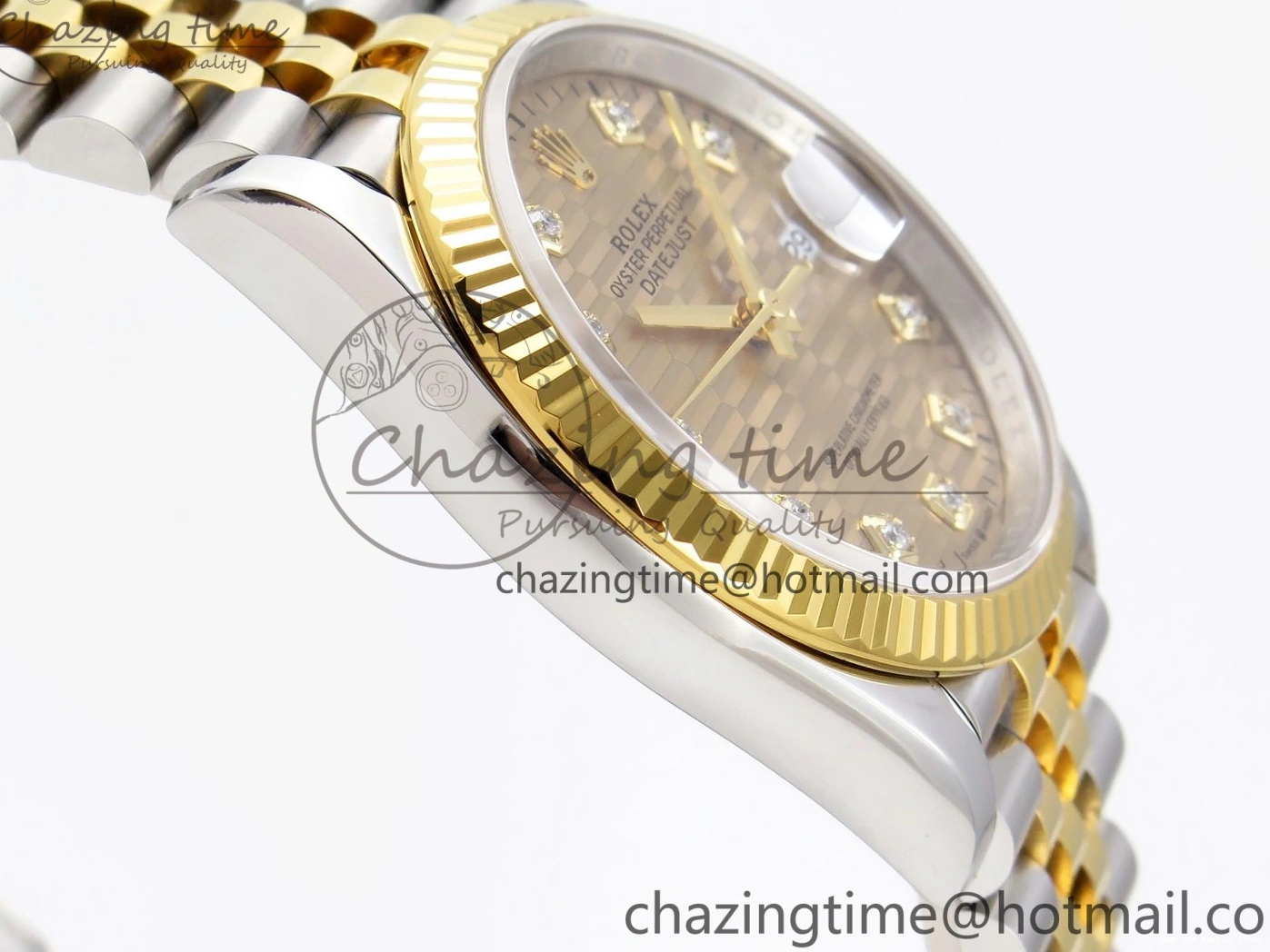 Good Copy Rolex Watches Best 904L on VS Premium Edition 1897 YG Diamonds 1:1 36 Jubilee Steel Textured SS Bracelet DateJust 126233 Dial VSF 0102